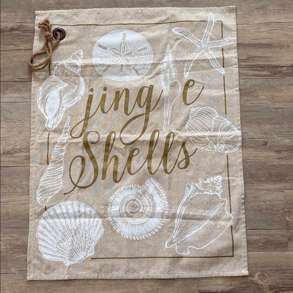 Christmas Large Jingle Shells Burlap Flag